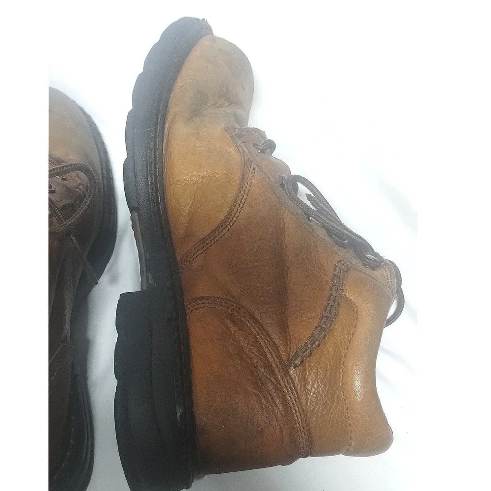 Ariat Mens Brown Leather Lace Up Ankle Work Boots Round Toe Low Heel 11 B